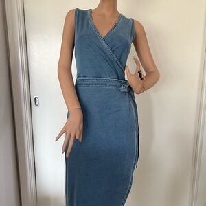 Denim Sleeveless Wrap Dress